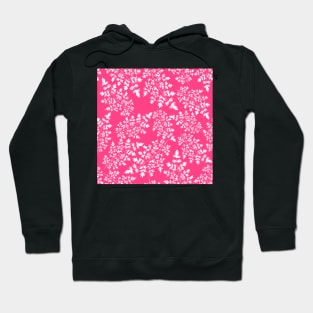 Hedgerow ferns in white on bright pink. Hoodie